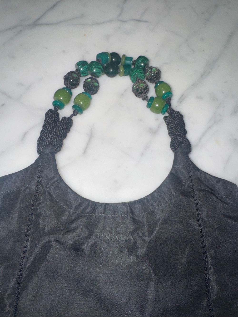 Prada Malachite Beaded Tessuto Shoulder Bag - Picture 2 of 5